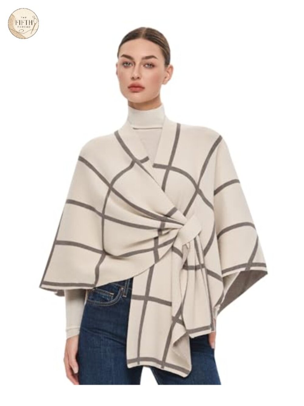 Open Front Poncho Shawl Wrap Sweater Double Knit One Size